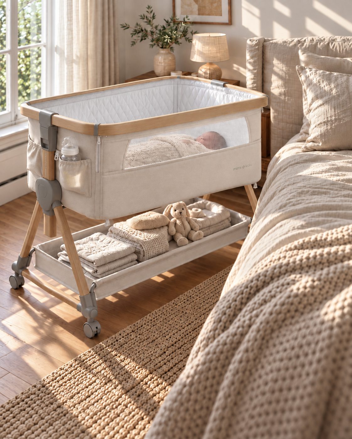 mimi kalu Beistellbett neben dem Elternbett